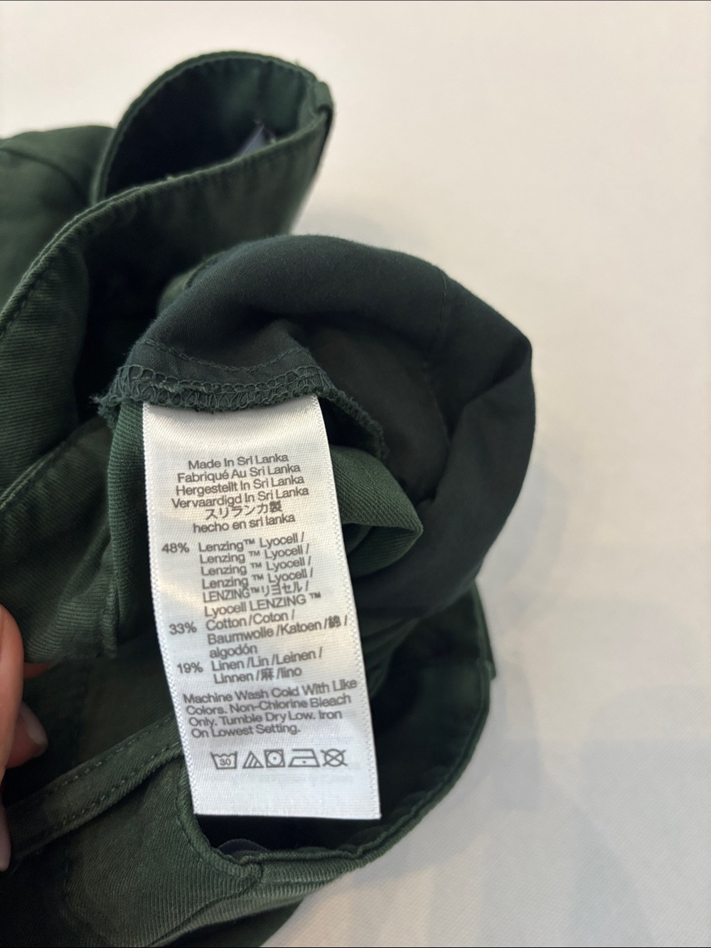 Madewell Army Green Wide-Leg Cropped Cotton Linen Blend Pleated Trousers. 10P - Picture 8 of 12